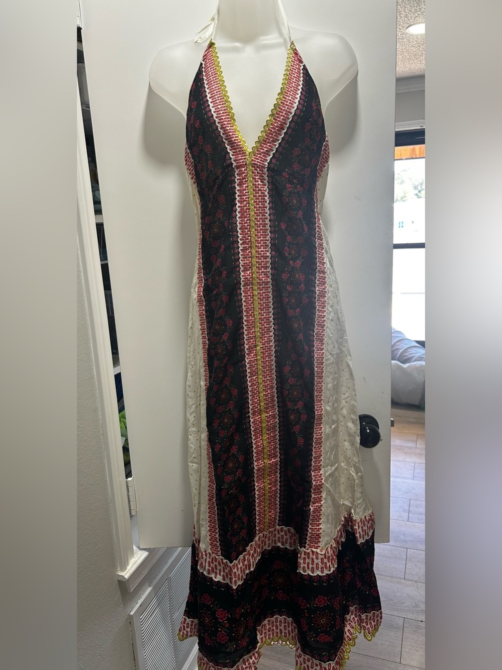 Free People Cubana Border Halter Maxi Dress
